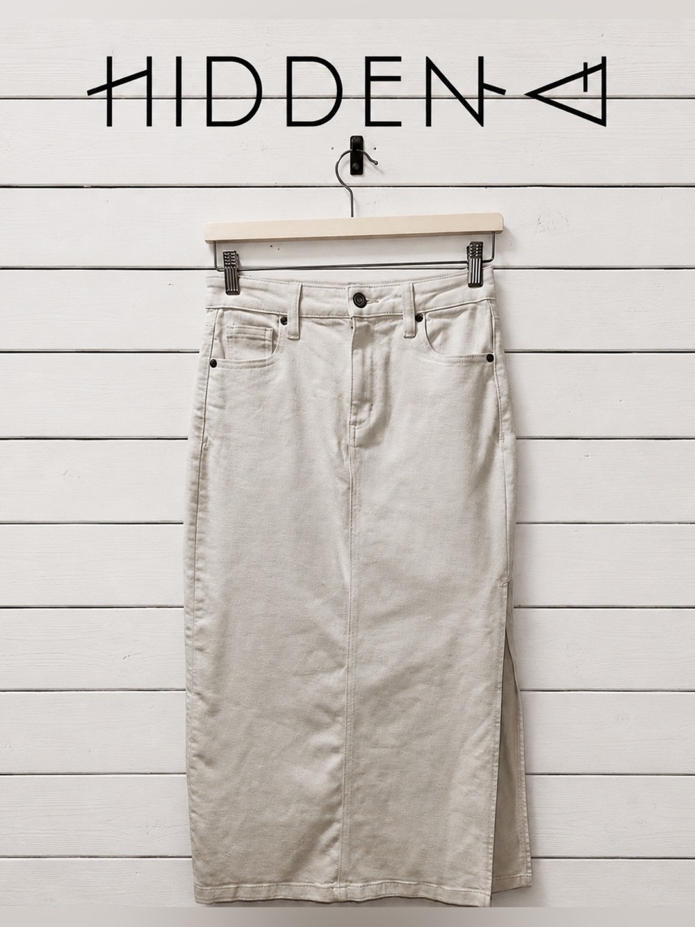 HIDDEN Off-White Denim Maxi Skirt Size Small